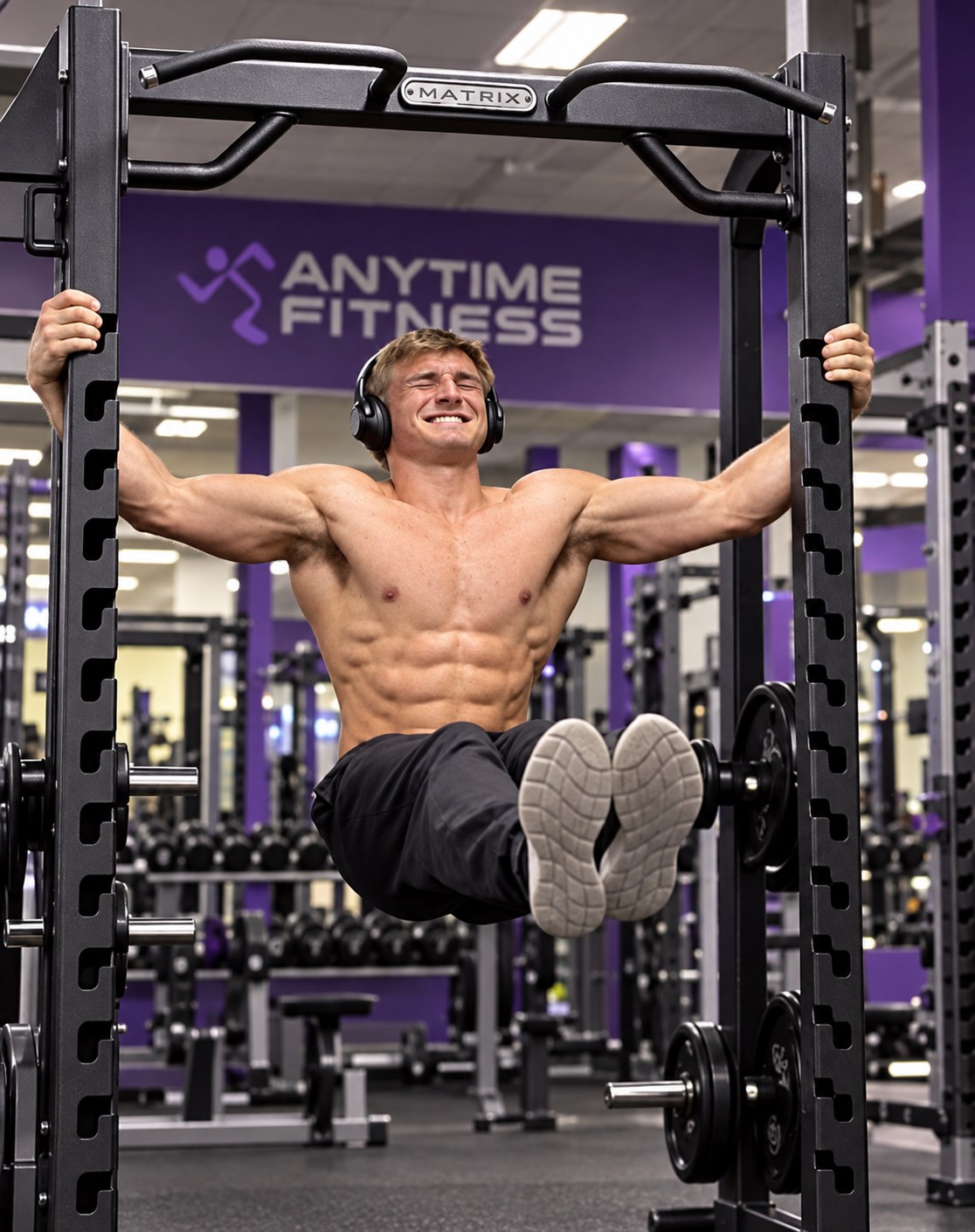 Hanging leg raises on the rack